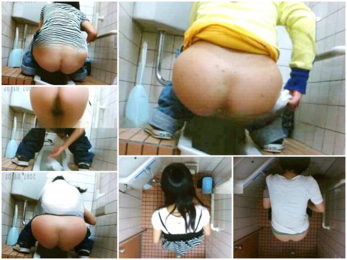Public Restroom コンビニ和式トイレ1（5人） 3カメ（後方、天井、姿）