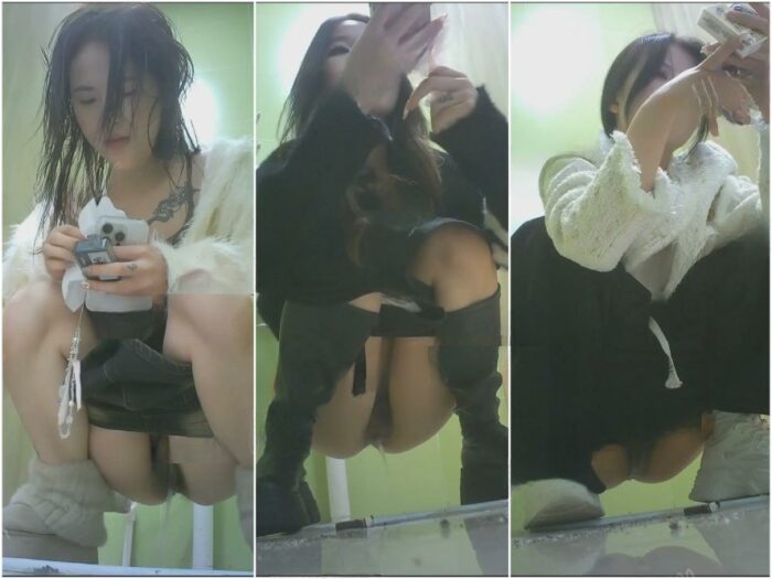 Hidden Camera 新たに流出した高画質トイレ映像❤️ KTVやバーの女性用トイレのパノラマ映像。トイレに隠れてビデオを見ている女の子た…