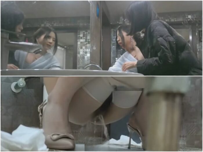 Girls on the Toilet マスターフォトグラファーによる新作、ナイトクラブの女性用トイレでこっそり撮影❤️ 薄い青色のドレスとハイ…