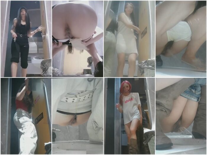 Hidden Camera 最新のトイレ盗撮シリーズ❤️ KTVの女性用トイレにて、白いドレスをまとった美女が放尿する姿を前後から捉えた隠し撮り…